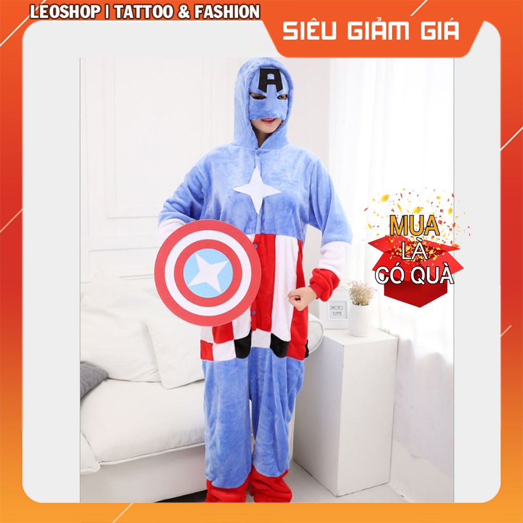 Bộ Đồ Thú Captain America (Có Khiên) - Chất Nhung Mịn Cao Cấp [FREESHIP]