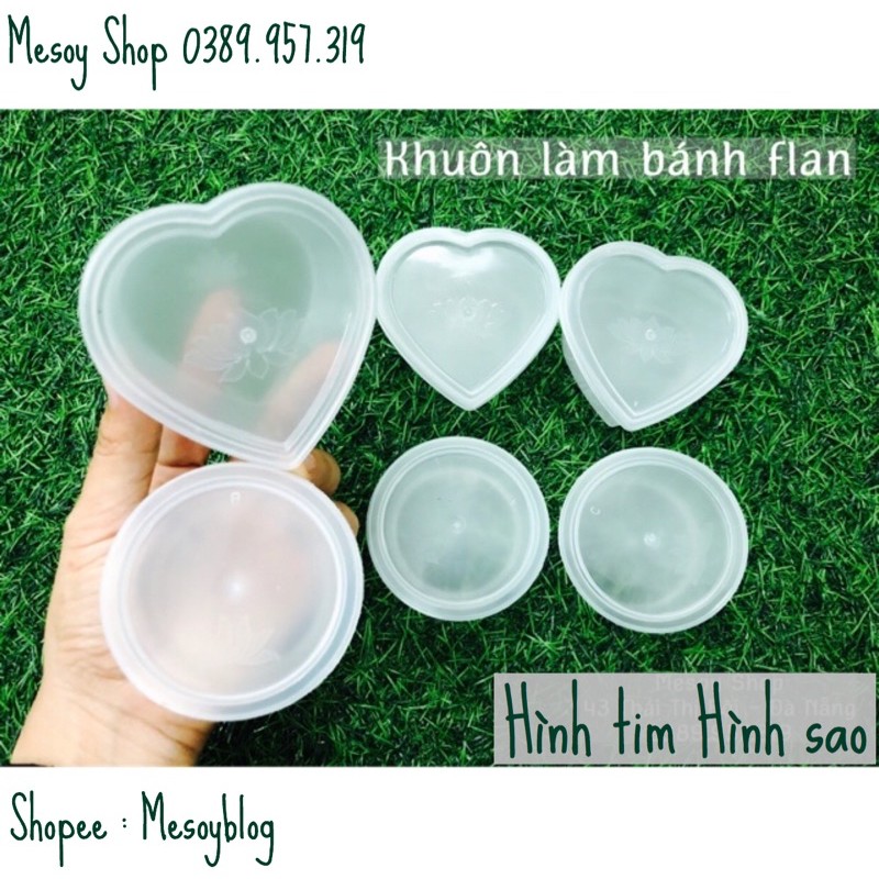 Hộp caramen hình tròn/ tim làm flan/ sữa chua có nắp