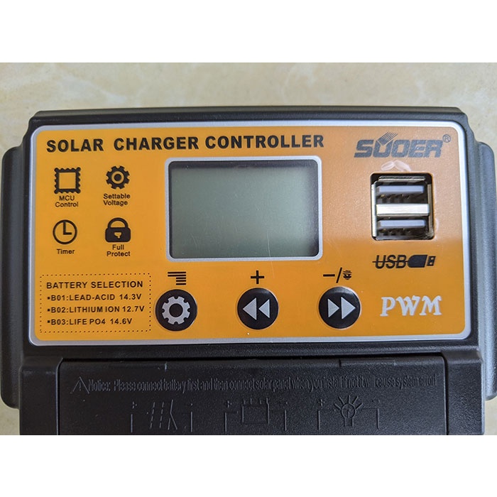 Điều khiển sạc điện mặt trời PWM SUOER GIVASOLAR GV-S1230 30A