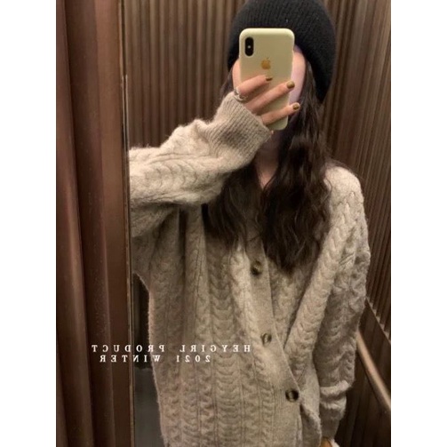 Bộ Đồ Dệt Kim!F &amp; X Bộ Áo Sweater Dệt Kim Lông Cừu Bắc Cực Mềm Mại Cài Nút Chéo Màu Trơn Gợi Cảm Đọc Cao Cấp Cho Nữ Mùa Thu