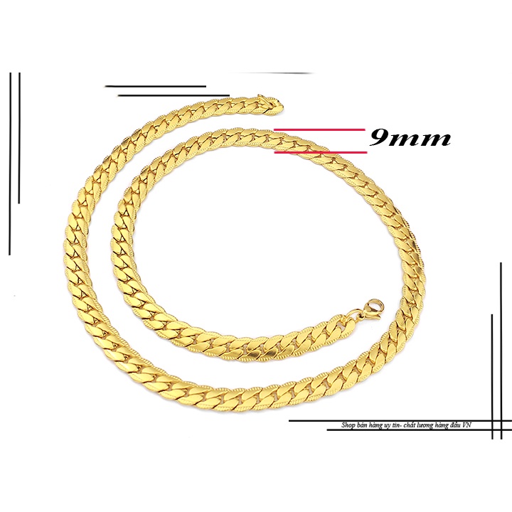 Dây chuyền nam inox kiểu lặc chạm khít 2 bên mạ vàng siêu đẹp, bền màu, sang trọng thể hiện đẳng cấp phái mạnh