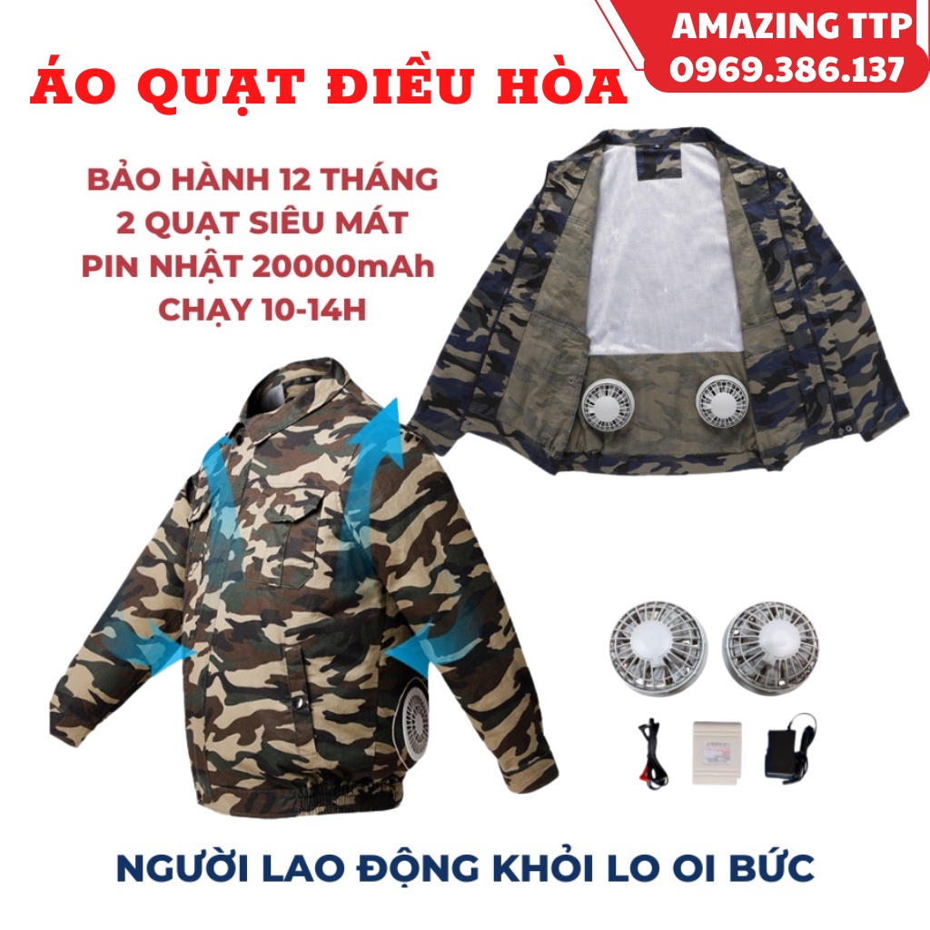 Áo Điều Hòa, Áo quạt điều hòa quạt gió Pin Khủng, Chống Nắng, Chống Nóng, Chống Tia UV1 - BẢO HÀNH UY TÍN 1 ĐỔI 1