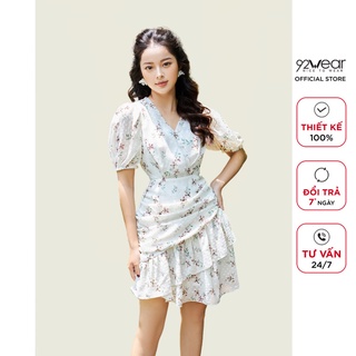 Đầm hoa 92WEAR dáng xòe tay lỡ bồng nhẹ nhàng, thanh lịch DEA1817