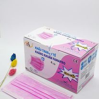 Chính Hãng-Khẩu trang y tê 4 lớp kháng khuẩn cao cấp màu hồng Nam Anh famapro hộp 50 cái