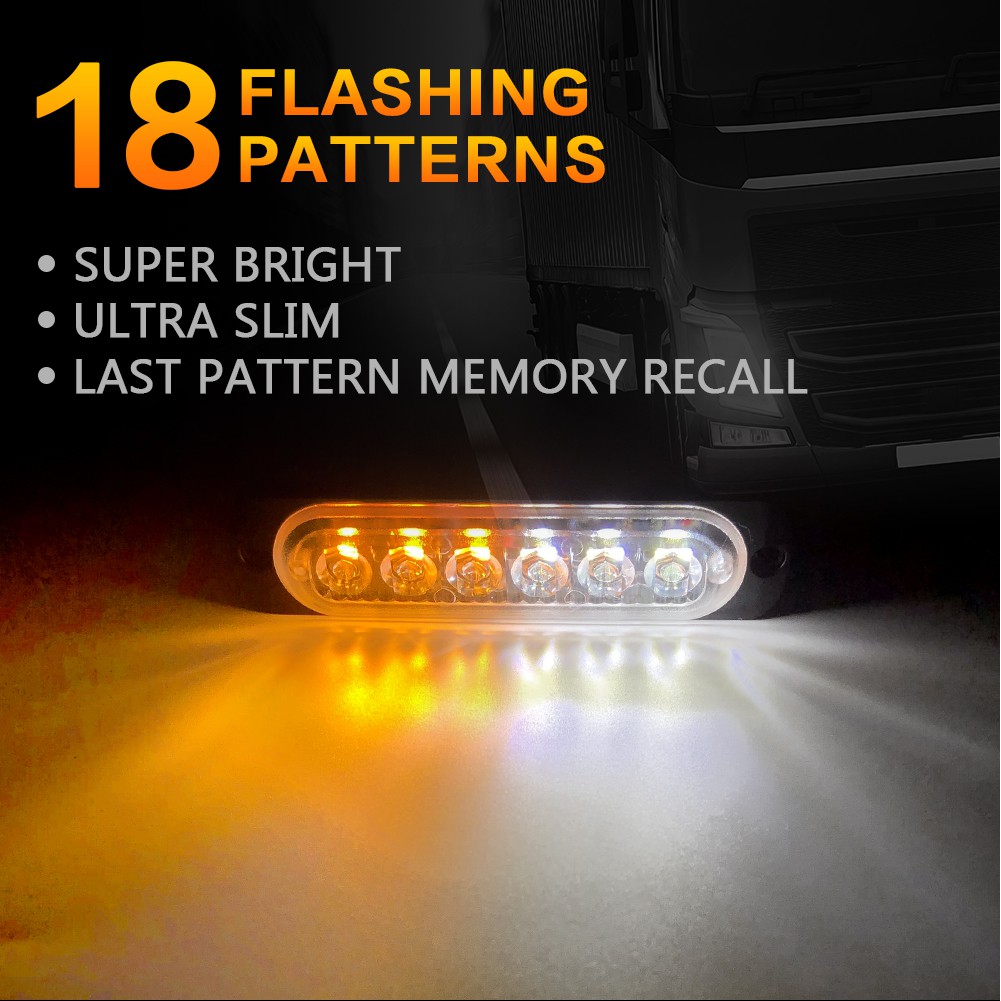 Đèn LED nhấp nháy 6 bóng 12-24V siêu mỏng làm đèn phanh phía sau cảnh báo khẩn cấp cho xe tải/xe cứu thương/xe cảnh sát