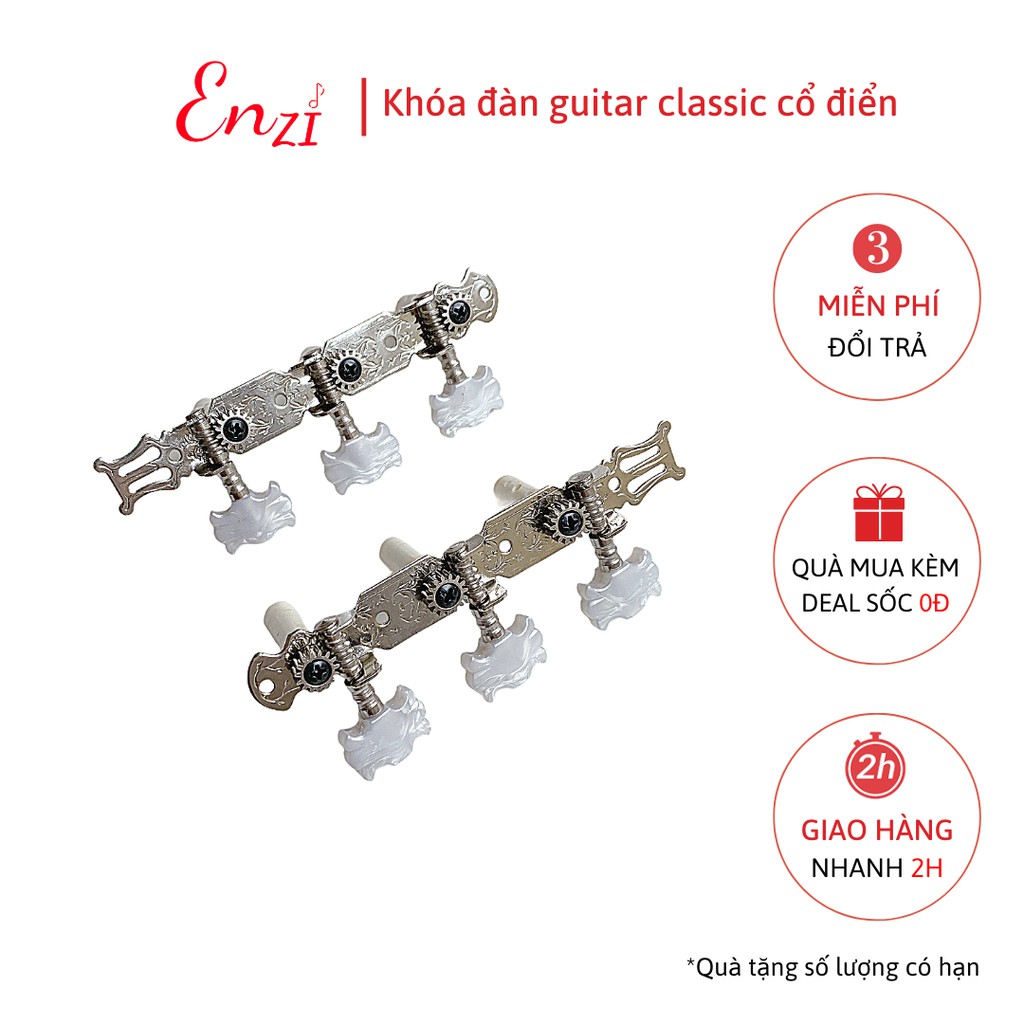 Khoá đàn guitar classic đàn cổ điển nylon có liền 2 vế kèm ốc vít thay thế Enzi