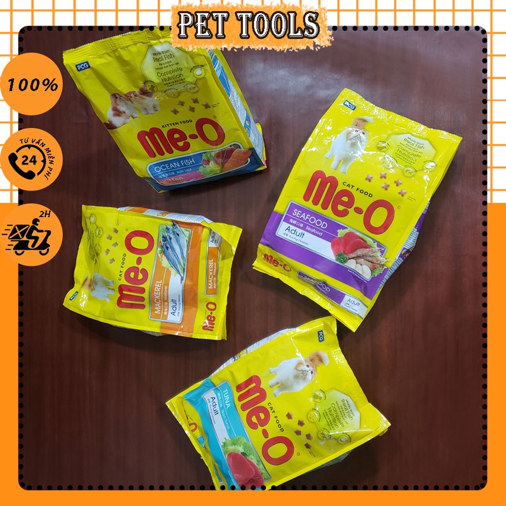 Hạt thức ăn khô cho mèo Me-O gói 1,2kg mèo lớn 1,1kg mèo con nhiều vị PET TOOLS