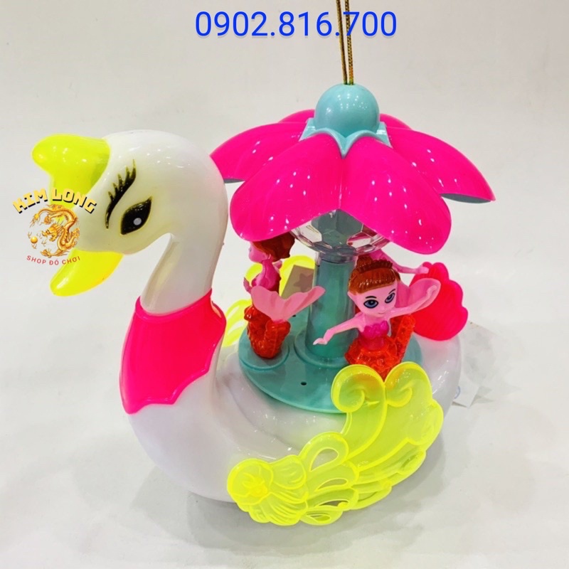 Đồ chơi lồng đèn trung thu cho bé gái hình thiên nga chở nàng tiên cá có pin nhạc đèn