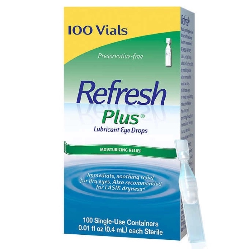 Nước mắt nhân tạo dạng tép Refresh Plus Lubricant Eyes Drop-100 tuýp
