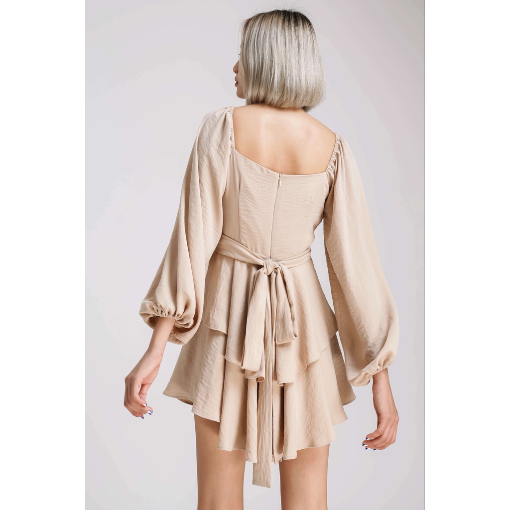 DETALY - Jumpsuit thắt nơ sau Vita màu nâu J02033