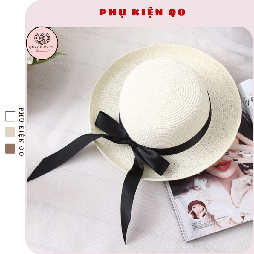 Mũ cói mềm, nón cói đi biển nữ vành vòm thắt nơ phong cách vintage chống nắng – MC17