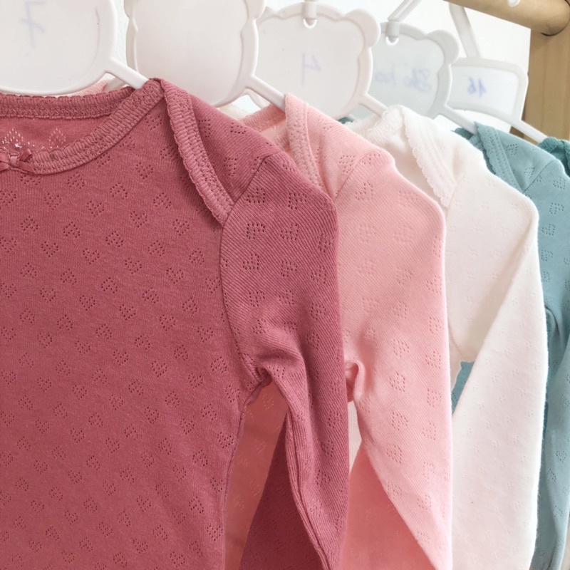 Body chip, bodysuit dài tay bé gái size 0-3m (3-5kg) chất cotton thông hơi màu trơn-Amystores