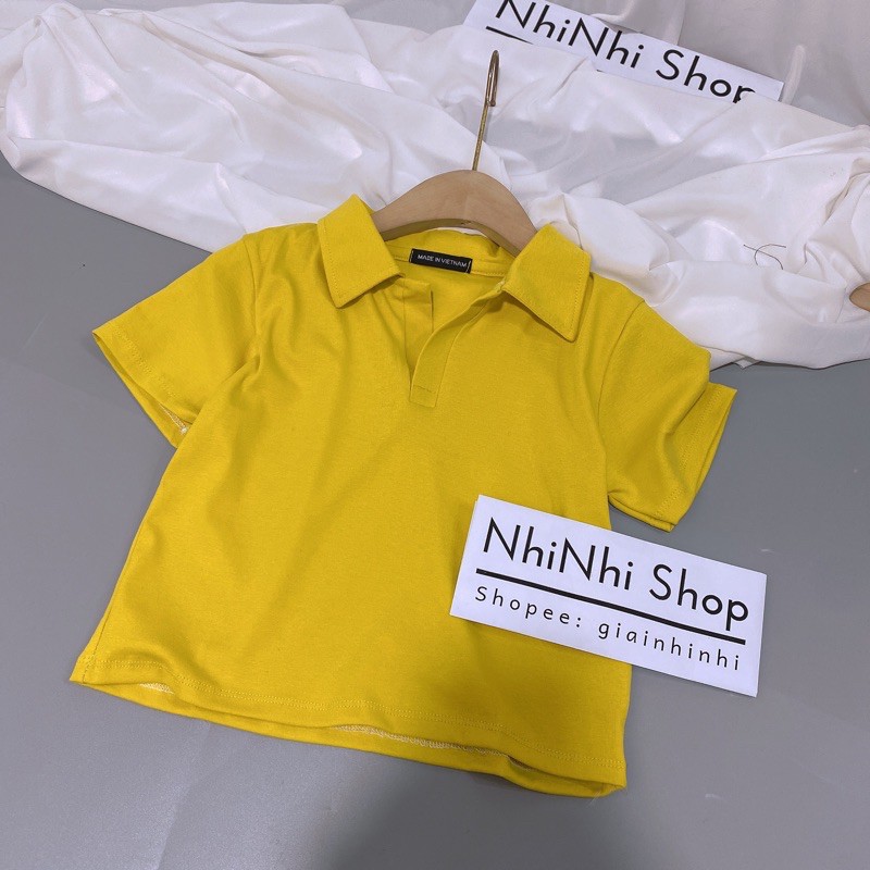 XẢ HÀNG - Áo thun cổ bẻ dáng croptop rộng, Áo phông dáng ngắn tay cộc AT1067 - NhiNhi Shop