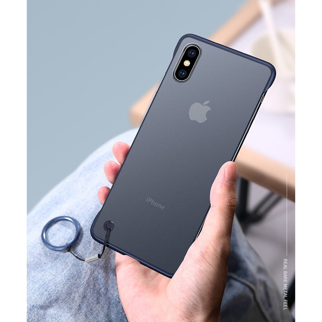 Ốp Điện Thoại Mềm Trong Suốt Không Viền Dọc Kèm Móc Xỏ Ngón Cho Iphone X / Xs