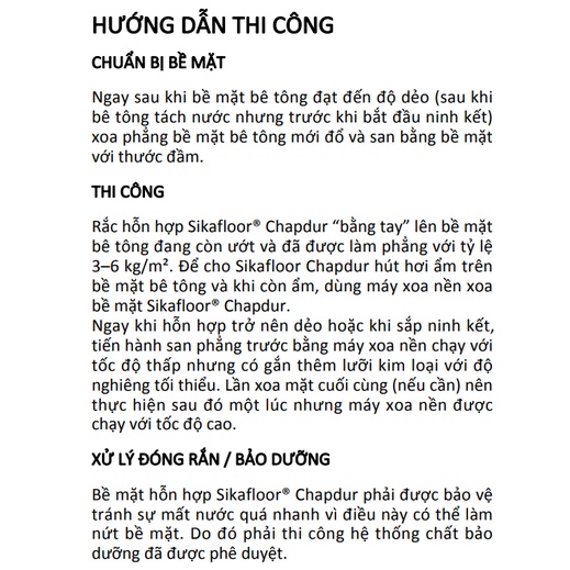 Bao 25kg Sika Bột Rắc Khô Tăng Cứng Bề Mặt Bê Tông Sikafloor Chapdur Grey