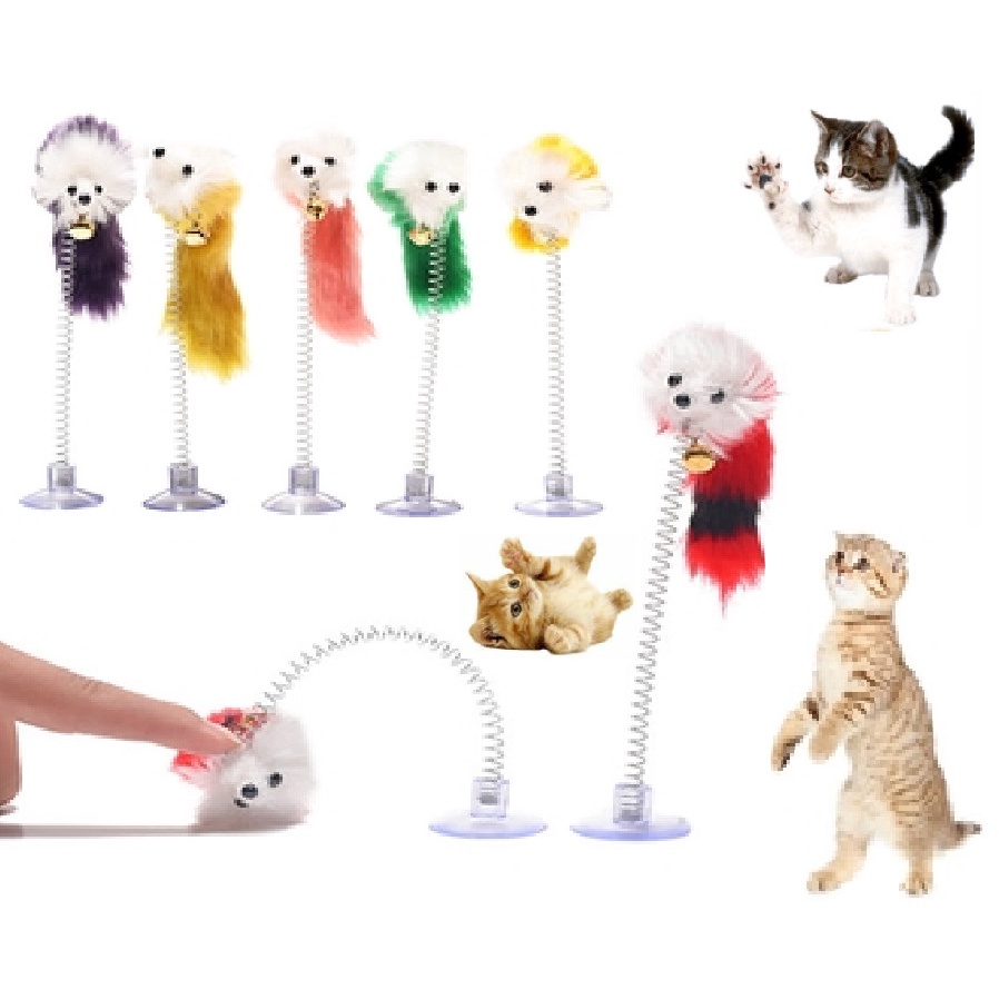 Đồ chơi mèo - chuột lò xo đế hít
