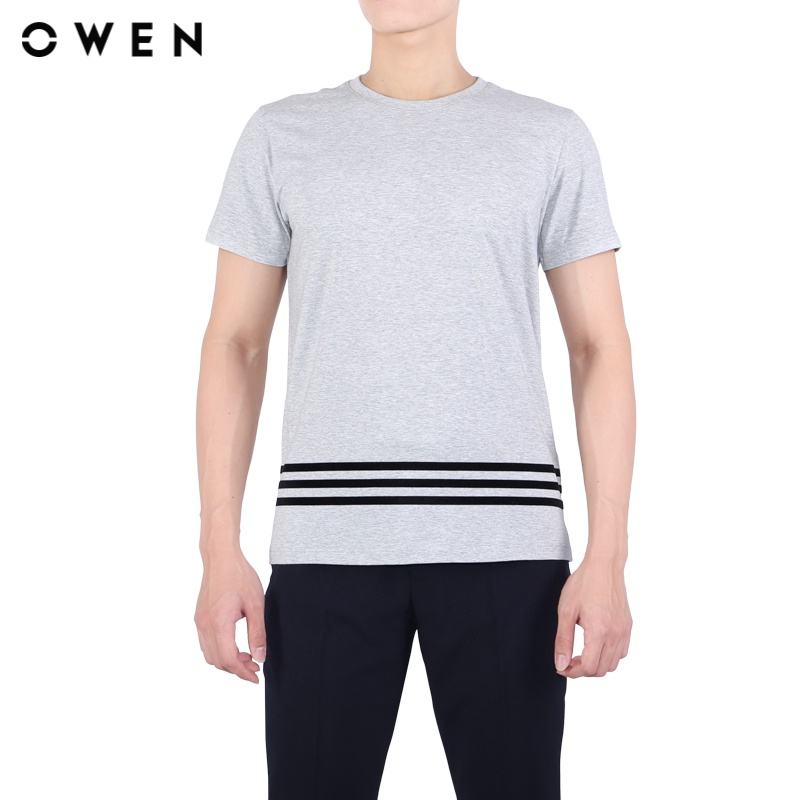 Áo Tshirt ngắn tay Nam Owen Cotton Slim Fit màu Xám - TSN22010