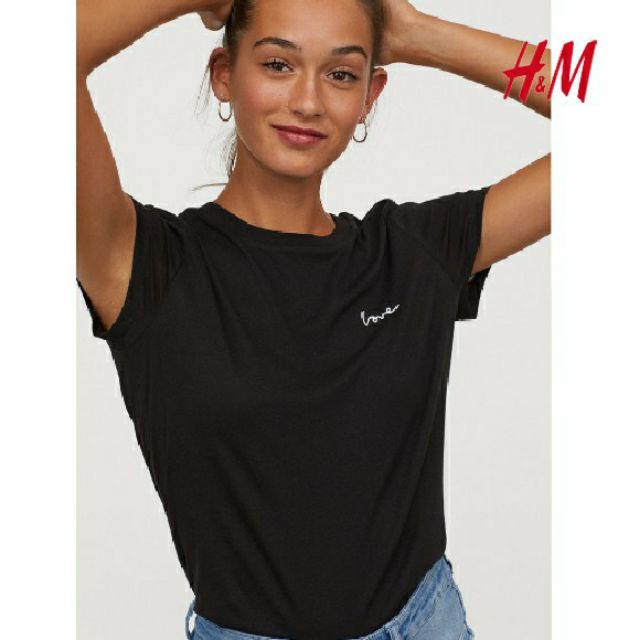 [H&M Auth] Áo phông HM cổ tròn thêu ngực chuẩn Auth hàng hiệu