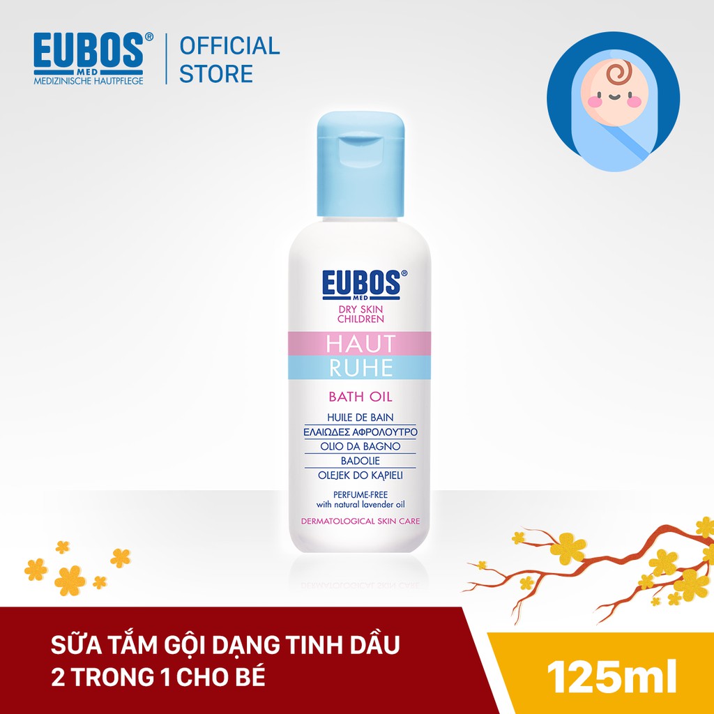 Sữa tắm cho bé dạng tinh dầu EUBOS Haut Ruhe Bath Oil 100ml