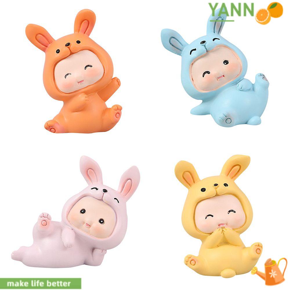 1 Tượng Hình Thỏ Con Bằng Nhựa Resin Để Bàn Trang Trí Nhà / Văn Phòng / Xe Hơi