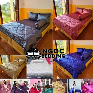 Bộ chăn ga vỏ gối phi lụa mát mịn Ngọc Bedding , drap phi lụa m2,m4,m6... đủ KT cho khách chọn