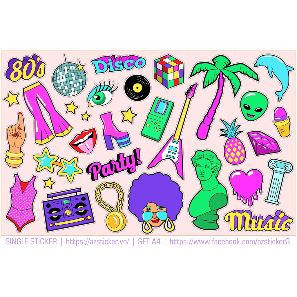 Set Single Party | Sticker Dán Laptop, Dán Điện Thoại, Dán Nón Bảo Hiểm, Tem Dán Xe Chống Thấm Nước, Chống Bay Màu