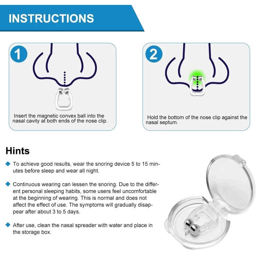 Kẹp Mũi Chống Ngáy Từ Tính Cải Thiện Giấc Ngủ Ngon Hơn Bằng Silicone