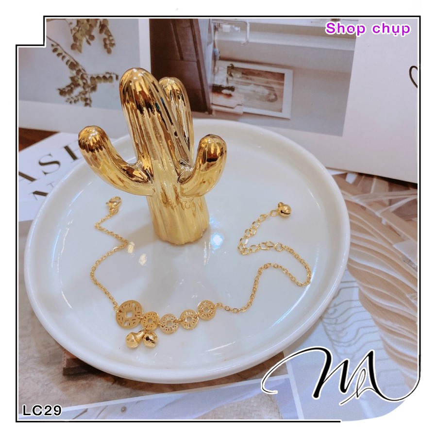 Lắc chân nữ chuông Titan 5 đồng tiền phối lục lạc tài lộc - Măng’s House LC29
