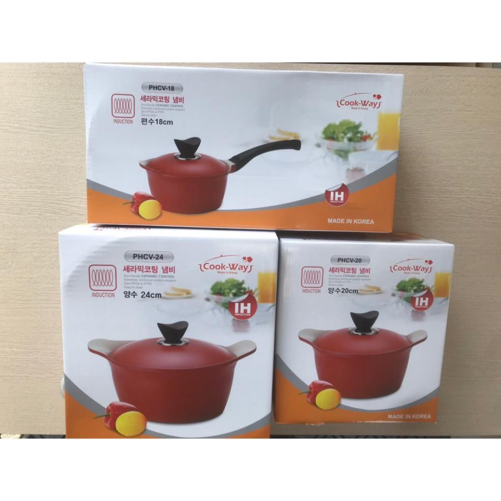 Bộ nồi ceramic chống dính đáy từ COOKWAY Hàn Quốc siêu bền