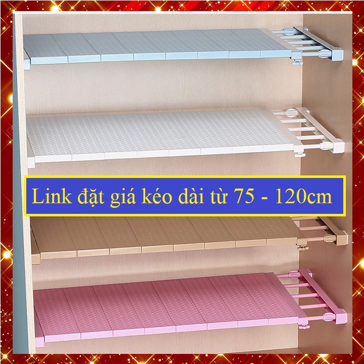 (Giá kéo dài từ 75 đến 120cm) Kệ chia ngăn tủ đa năng chịu được 20kg (TGQT)