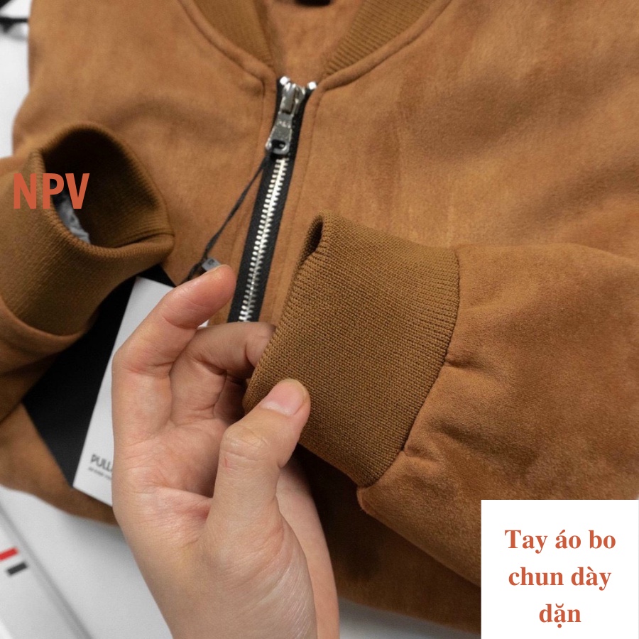 Áo khoác nam da lộn NPV tay chun bomber ,áo da nam bo chun da lộn cao cấp 4 màu