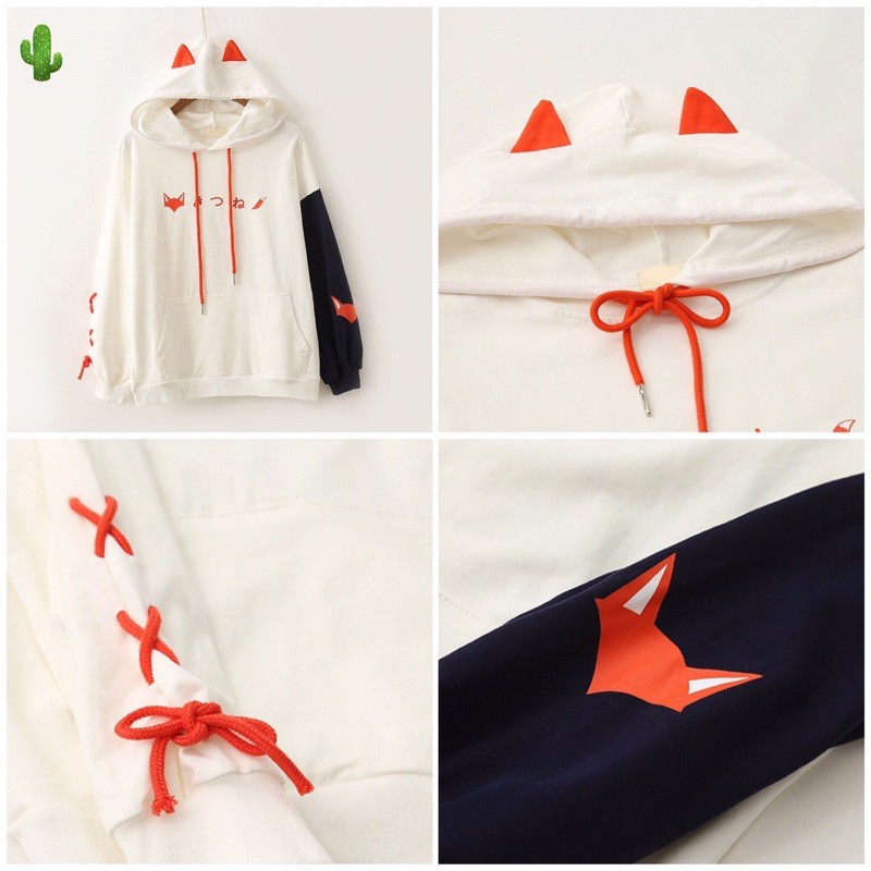 🌵Áo khoác nỉ hoodie cáo phối dây nơ đẹp mắt, form 40-60kg | BigBuy360 - bigbuy360.vn