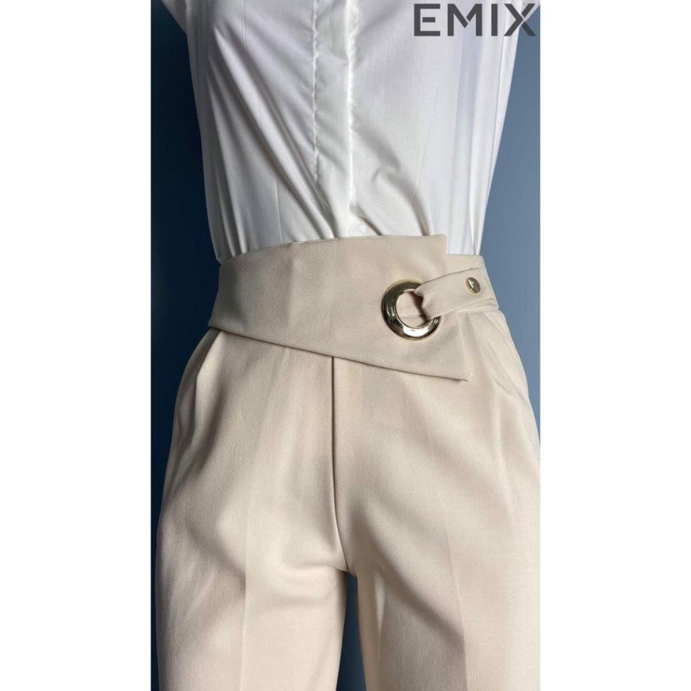 Quần Baggy Quần Vải Nữ Cạp Cao Khoen Tròn Cúc Lệch Form Đẹp Từng Đường Kim Mũi Chỉ Siêu Sang 8320