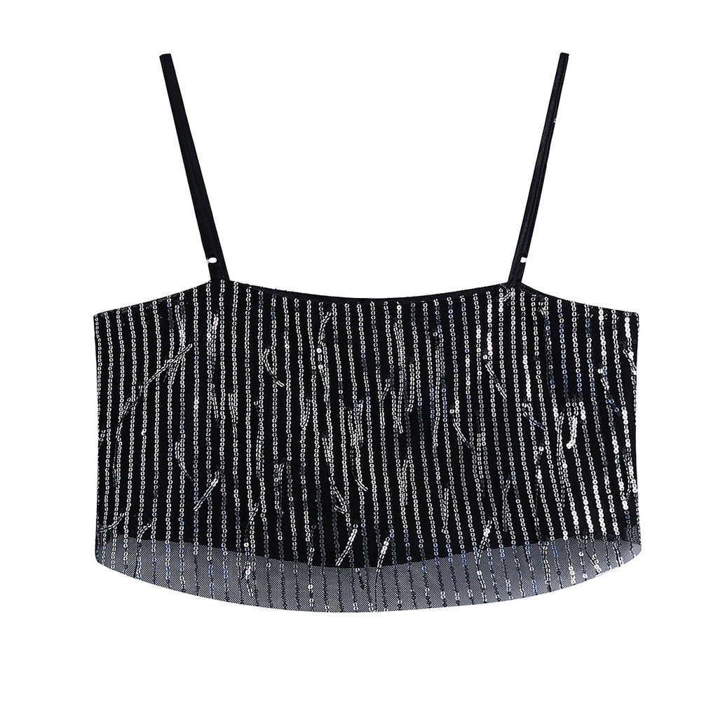 Set áo hai dây đen kim tuyến nhà zara