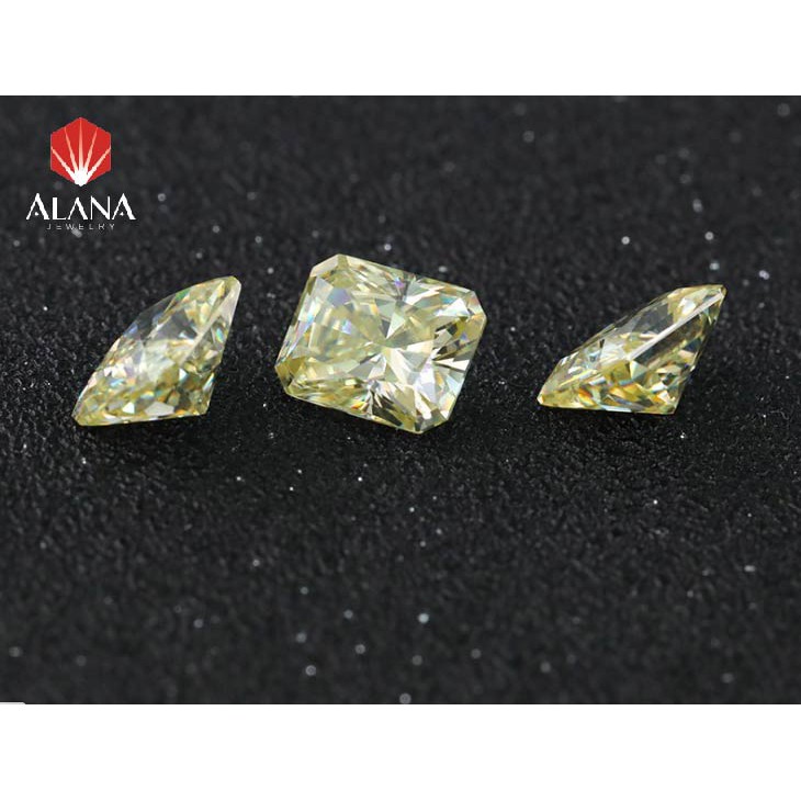 Kim cương nhân tạo MOISSANITE hình Radiant 7x9 màu vàng