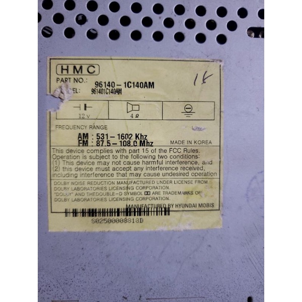 Đầu Radio & Tape Huyndai loại 1 Din