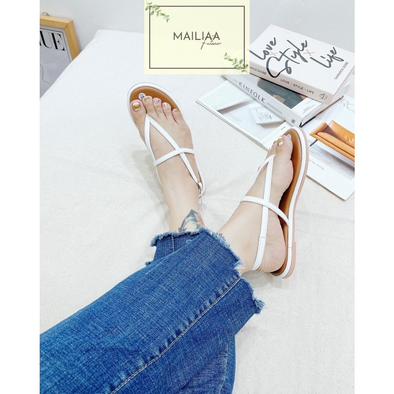 Sandal nữ xỏ ngón, sandal nữ, sandal đế xẹp nữ MAILIAA quai kẹp dây ngang 5 màu