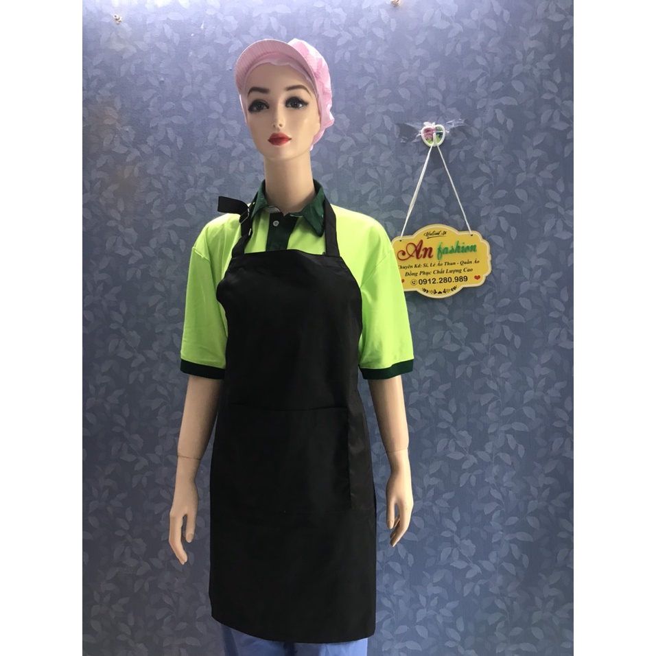 Tạp Dề Kaki Dài Màu đen Nam/Nữ Nhân Viên Phục Vụ Quán Cafe, Nhà Hàng, Gia Đình_Hình chụp thật