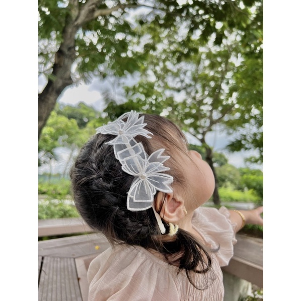 Cài tóc em bé handmade ren nơ xinh