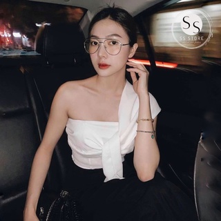 Áo CROPTOP Lệch 1 Bên Vai (TRẮNG)