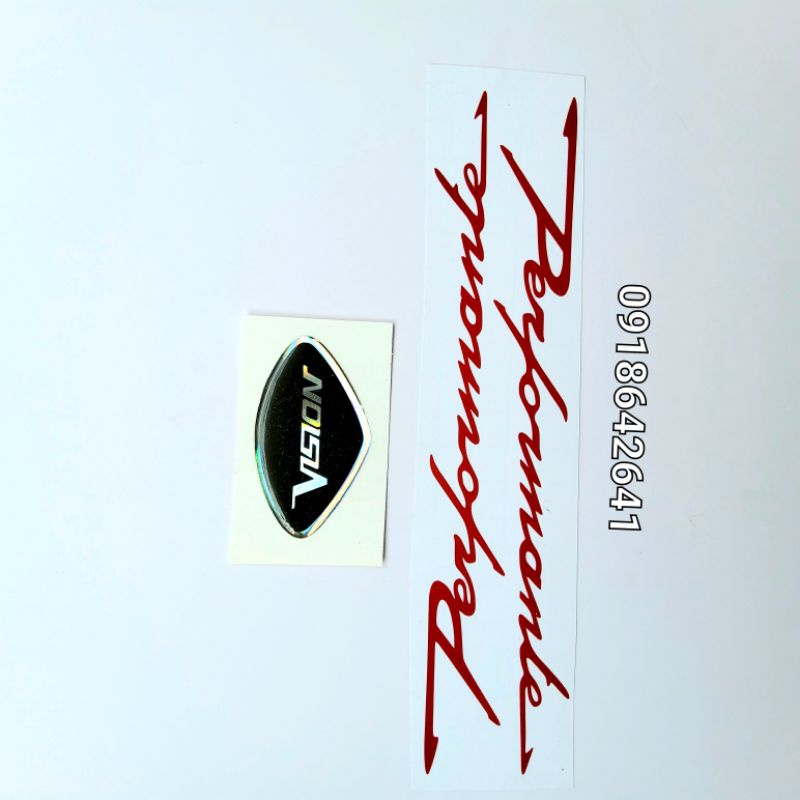 Combo tem chữ performante chìm và logo mặt nạ vision như zin