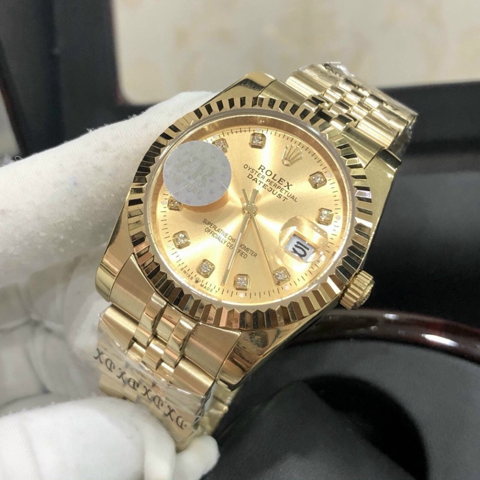 Đồng Hồ Nam RoLex Sapphire R022 Mặt VÀNG Máy Pin Nhật Chống xước Tuyệt Đối