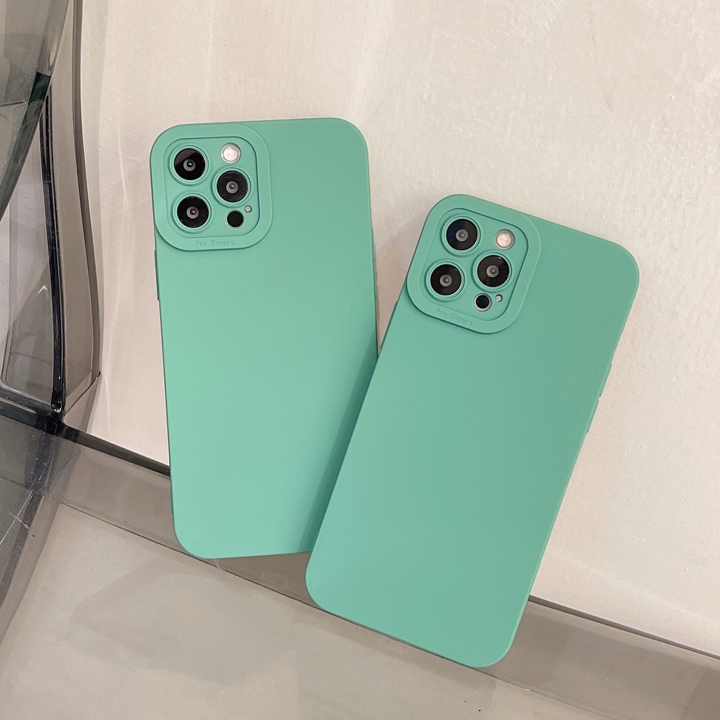 Ốp Điện Thoại Chống Sốc Màu Xanh Bạc Hà Thời Trang Cho iPhone 13 / 12 / 11 / X / 8 / 7P
