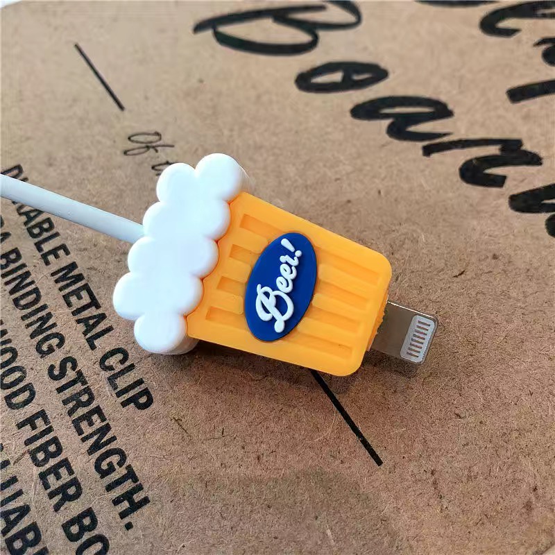 Phụ kiện bảo vệ đầu cắm dây sạc chống đứt hình ly cà phê / đồ uống / thức ăn / gấu thỏ dễ thương