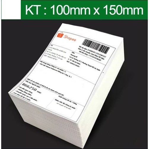 Giấy In Nhiệt Tự Dính Dạng Tập 500  Kích thước: 100x150 mm/ 1 tờ Tờ In Đơn  CÓ SẴN LỚP DÁN V