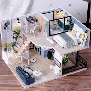 tự làm nhà handmade mô hình lắp ráp biệt thự mini cô gái đồ chơi cô gái món quà sinh nhật sáng tạo