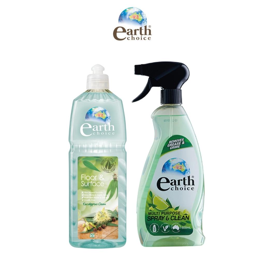 Combo Chăm Sóc Nhà Cửa EARTH CHOICE Nước Lau Sàn Và Bình Xịt, Dành Cho Nhiều Bề Mặt Trong Ngôi Nhà