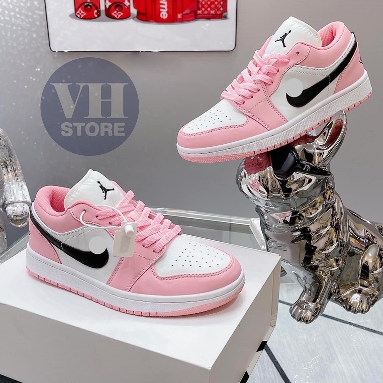 Giày thể thao nữ hồng phấn cổ thấp, Giày jordan 1 JD1 low hồng nữ bản đẹp siêu hot 2022