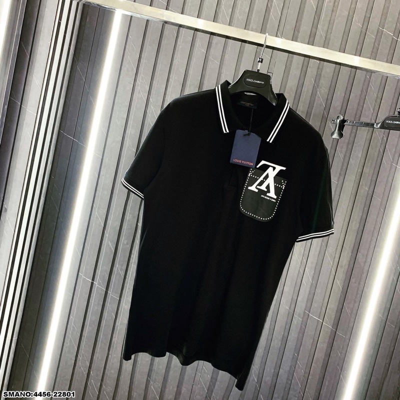 Áo Polo LV Nam In Logo Ngược Siêu Xịn - Áo Polo Nam LV Viền Cổ Siêu Đẹp