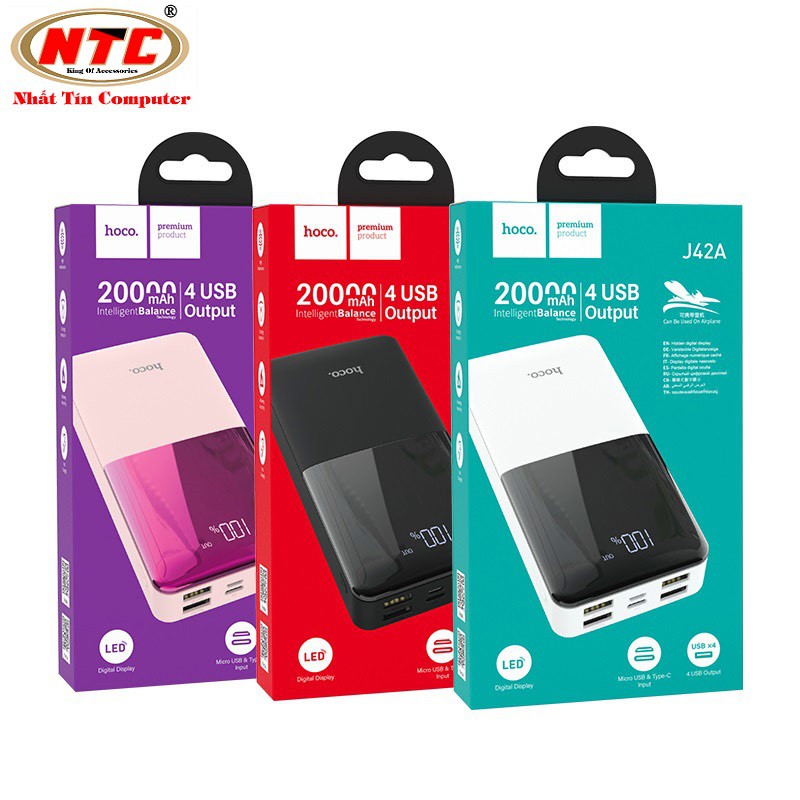 Pin sạc dự phòng Hoco J42A High power 20000mAh 2 cổng input / 4 cổng output